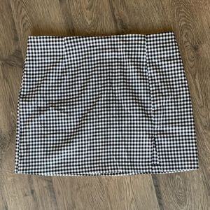 black and white gingham mini skirt